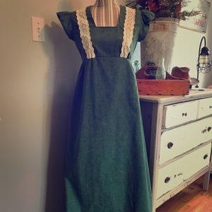 boho PRAIRIE dress handmade lace maxi festival M